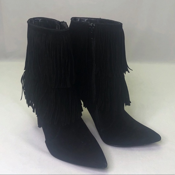 Shoe Republic LA Fringe Bootie Stiletto Sexy 8.5 - Picture 2 of 14